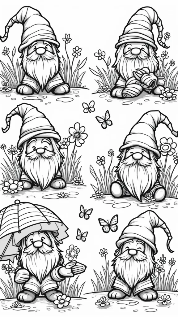 summer gnome coloring pages